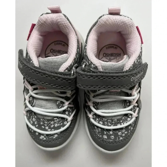 OshKosh B'Gosh Child Cycla Everplay Sneaker 4M Grey/Pink - Picture 2 of 5